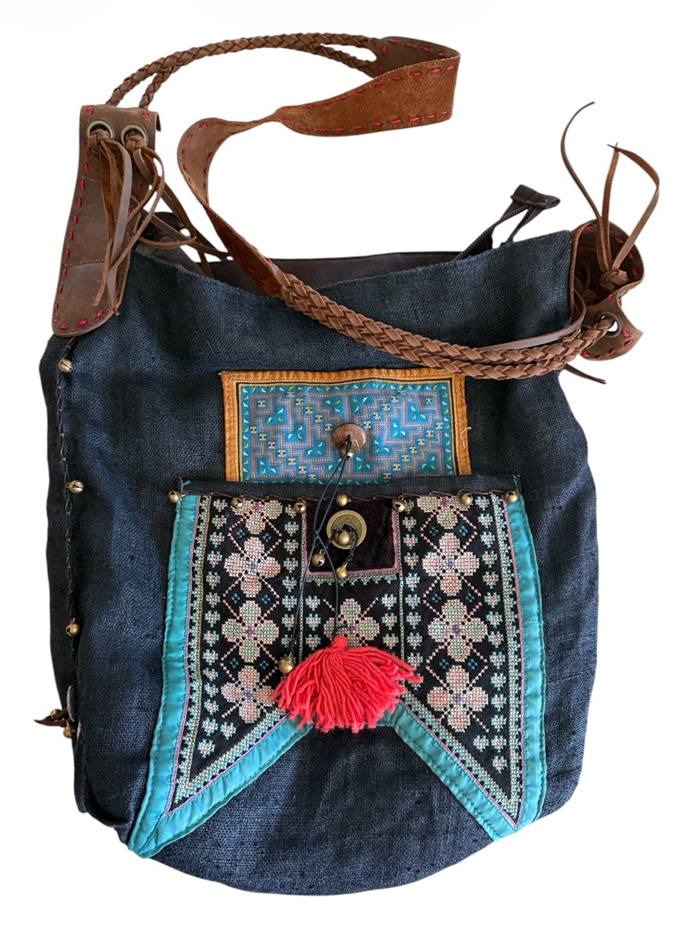 Eastern Serenity Pai Hemp/Leather handbag
